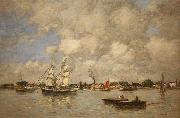 Eugene Boudin Bordeaux, Boats on the Garonne painting